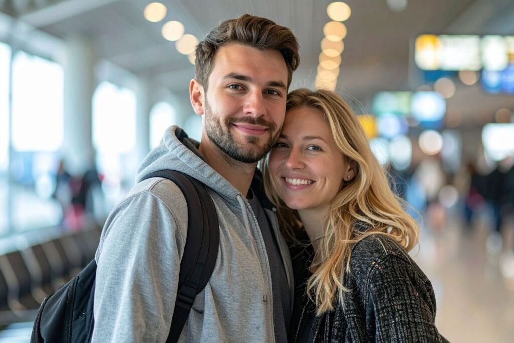 Couple expatrié retrouvant équilibre émotionnel après réancrage personnel.